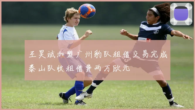 王昊斌加盟广州豹队租借交易完成泰山队收租借费两万欧元